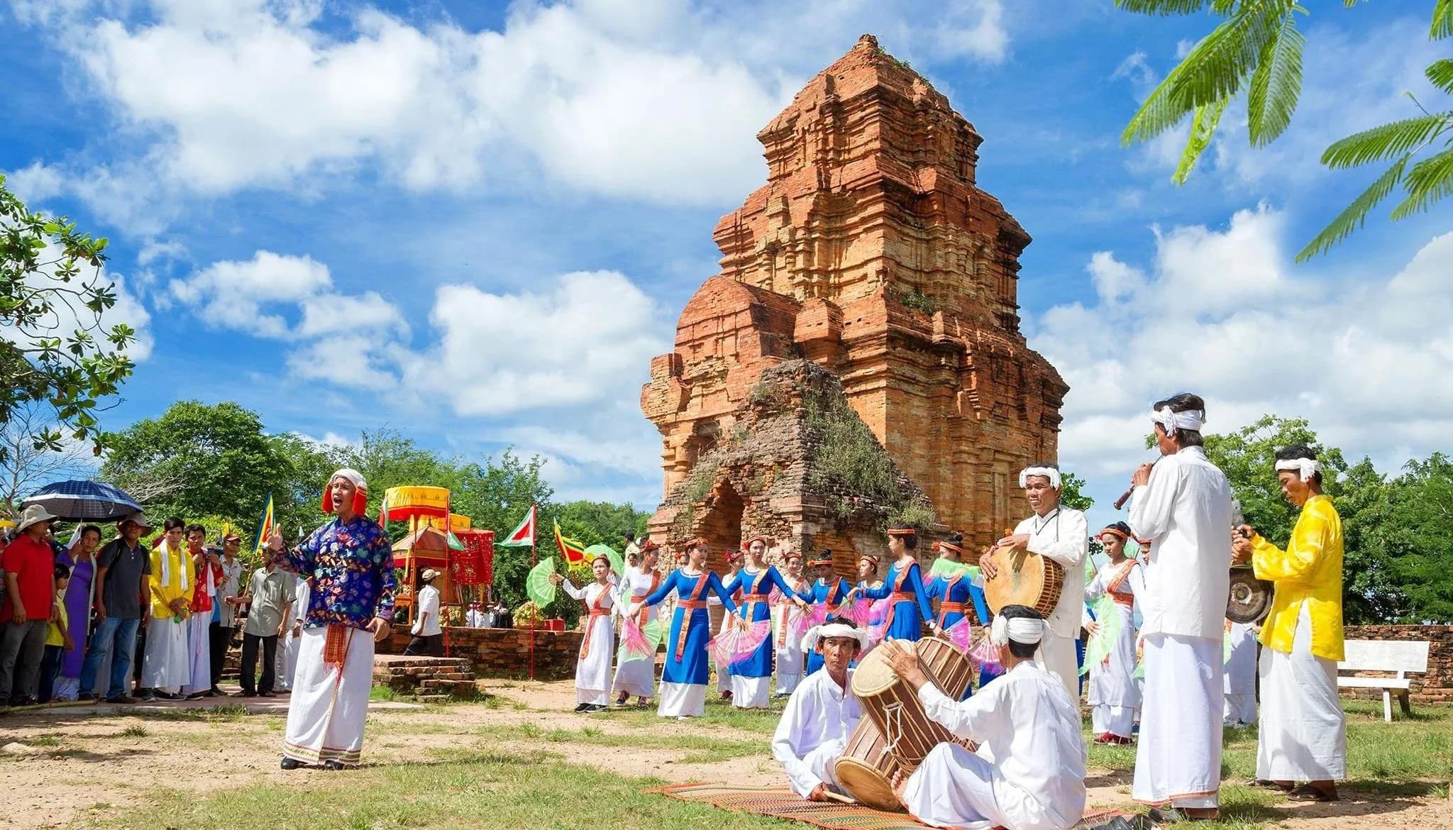 Traditional musical festival at an ancient Cham tower.