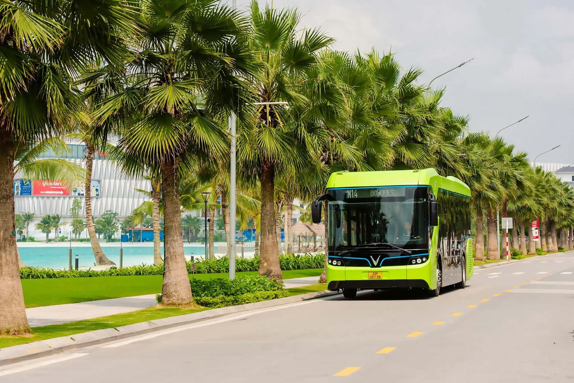 Electric bus in Vietnam on a public transport route