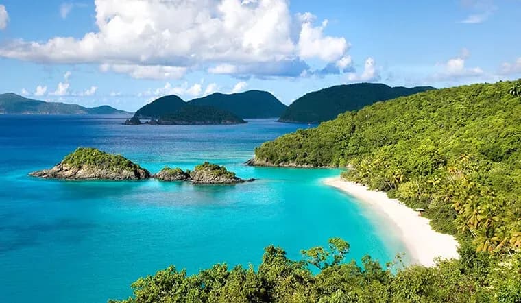 Stunning natural beauty of lush green beaches and tropical forests.