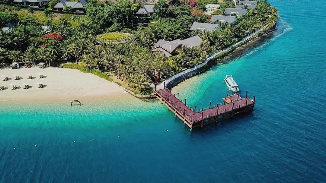 Pristine beach and beautiful resort area on Hon Tam Island.