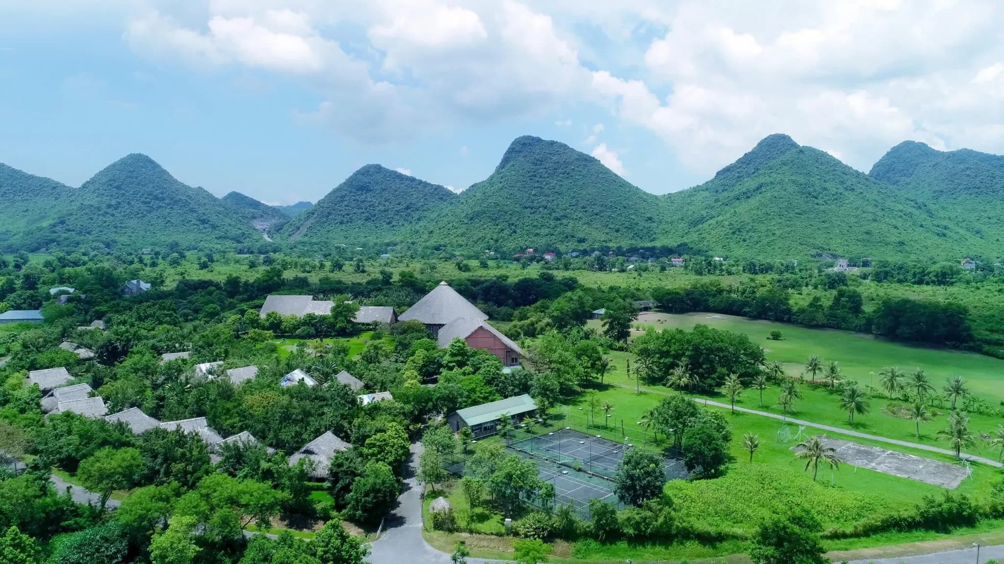 Aerial view of nature surrounding Cuc Phuong Resort & Spa.