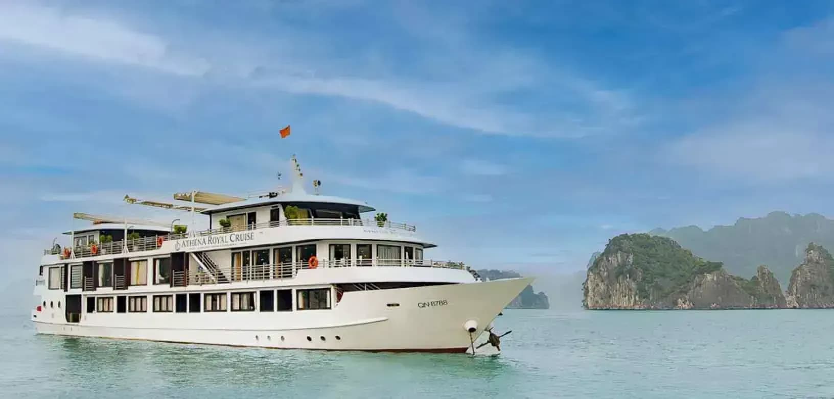 Experience a luxurious journey on Athena Cruise amid the stunning scenery of Ha Long Bay.