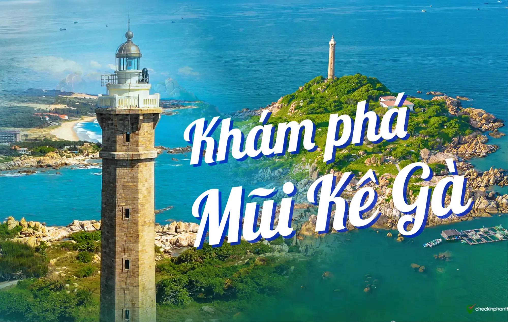 Kê Gà Lighthouse stands tall by the blue sea, harmonizing with its stunning surroundings.