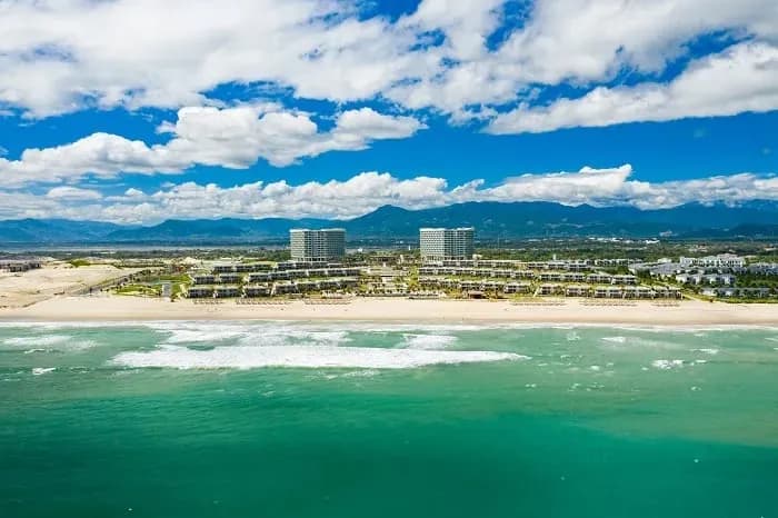 Panoramic view of modern resorts along the Bai Dai coast, Nha Trang.