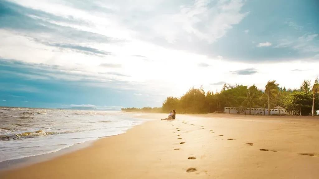 Loc An Beach with its long golden sand and stunning sunset.