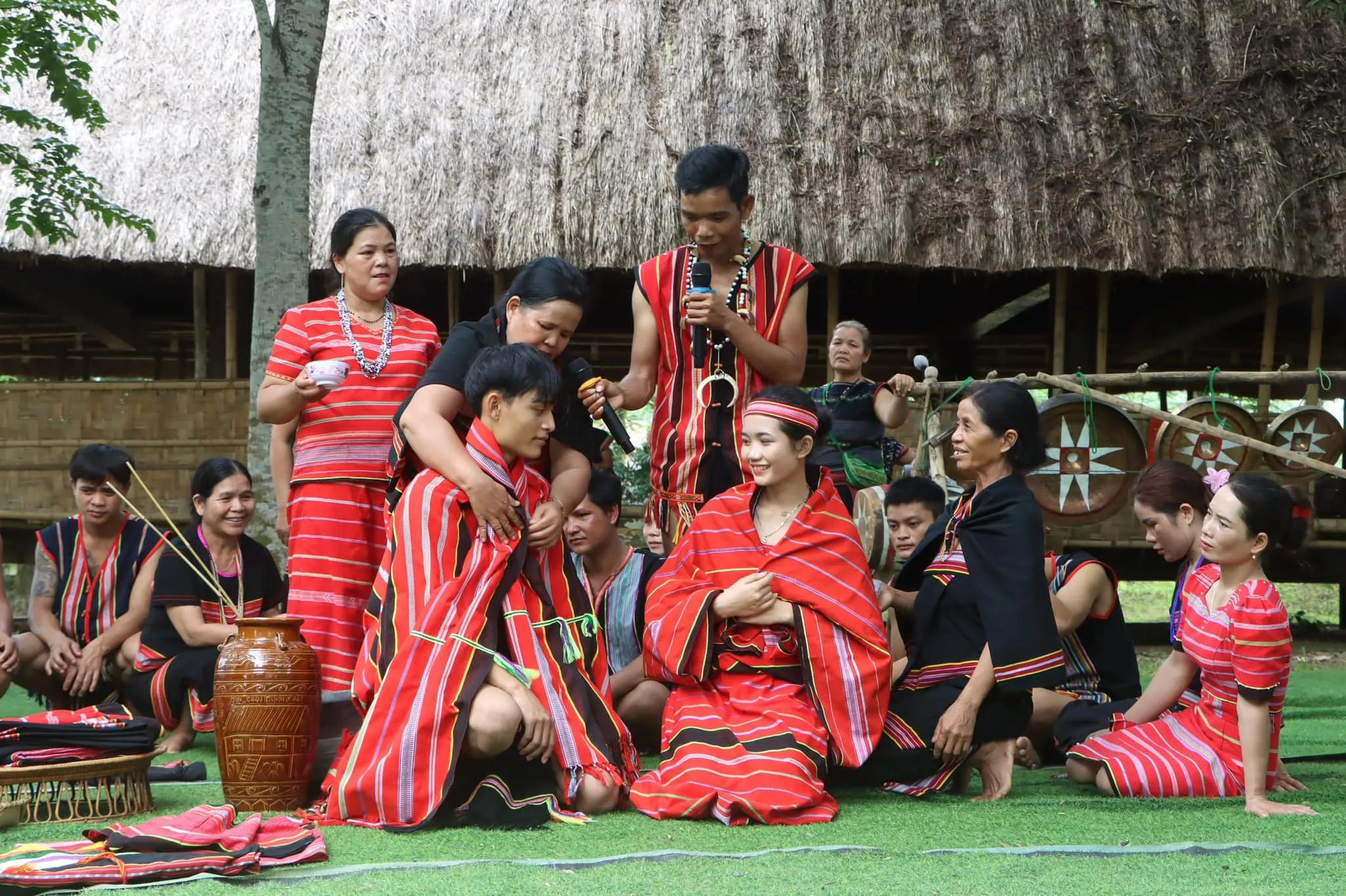 Reenactment of the traditional wedding ceremony of the Central Highlands ethnic groups at the Vietnam National Village for Ethnic Culture and Tourism.