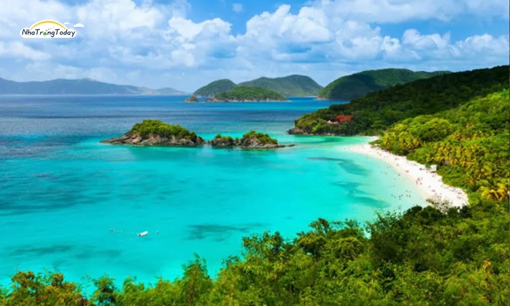 Small stunning island in Vinh Van Phong Bay with crystal-clear waters.