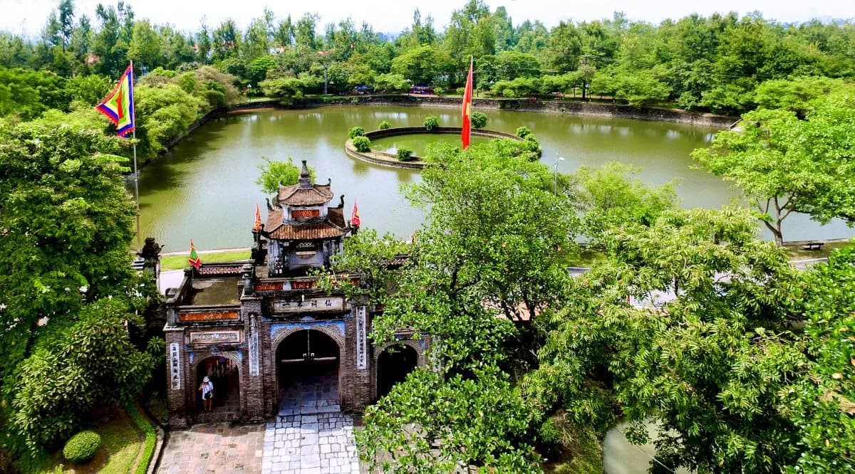The ancient walls of Co Loa Citadel, an iconic historical site near Hanoi, Vietnam