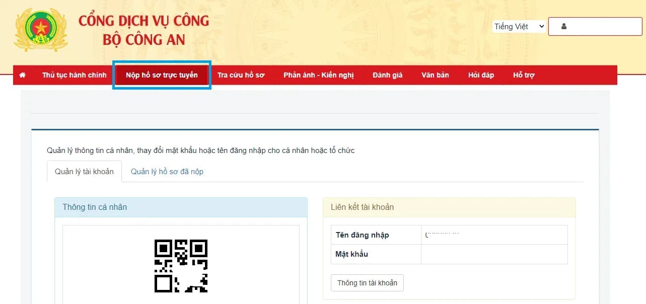 Bước 2: Đăng nhập tài khoản dịch vụ công quốc gia 4