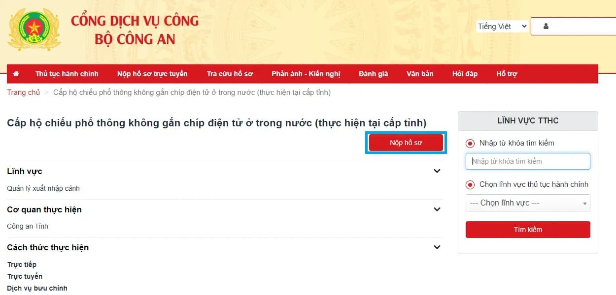 Bước 2: Đăng nhập tài khoản dịch vụ công quốc gia 7