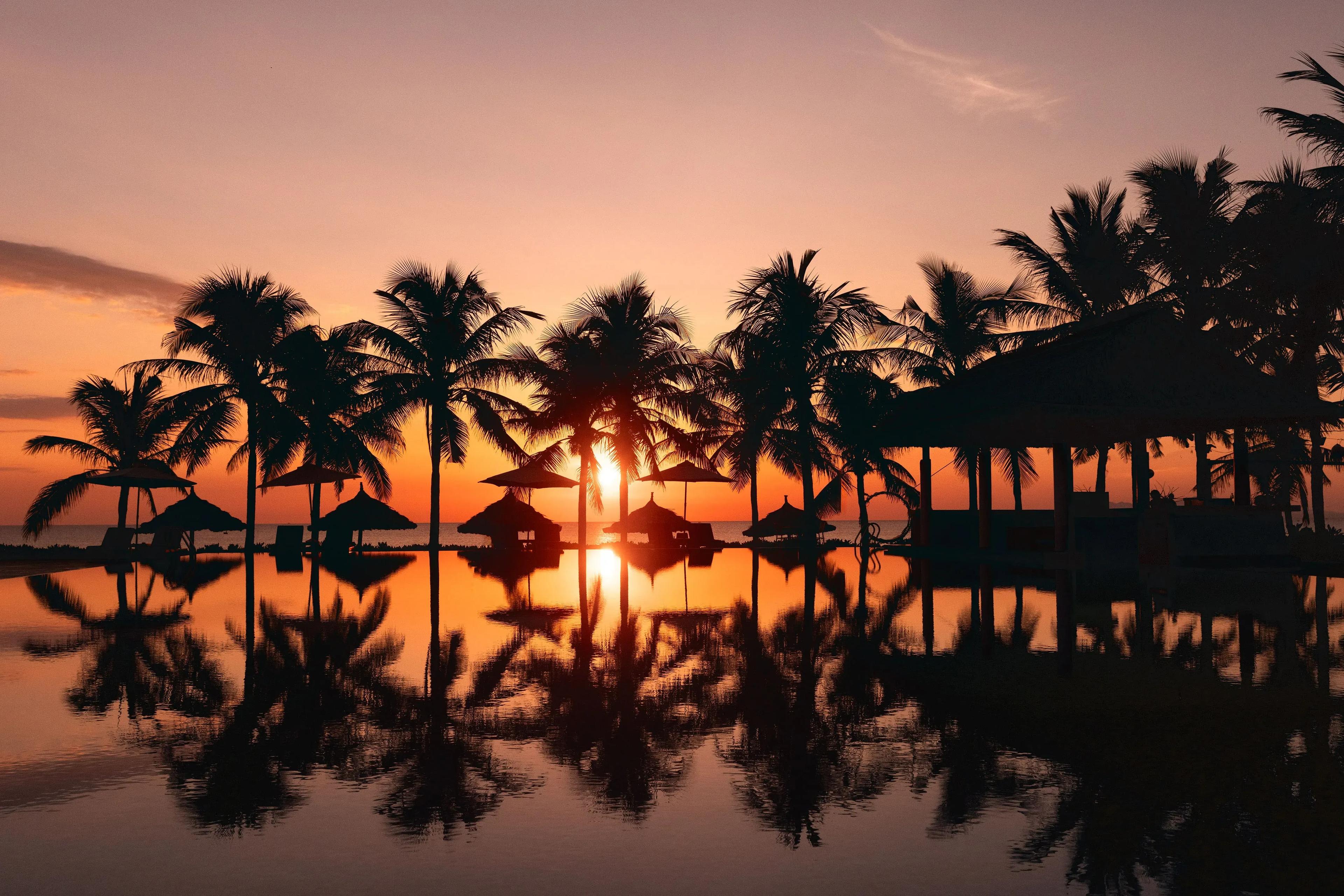 Enjoy the picturesque sunset on the beach.