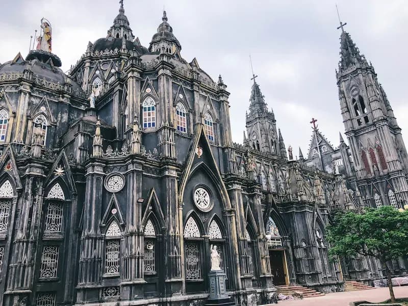 A grand church with classical Gothic architecture, standing regal and imposing.